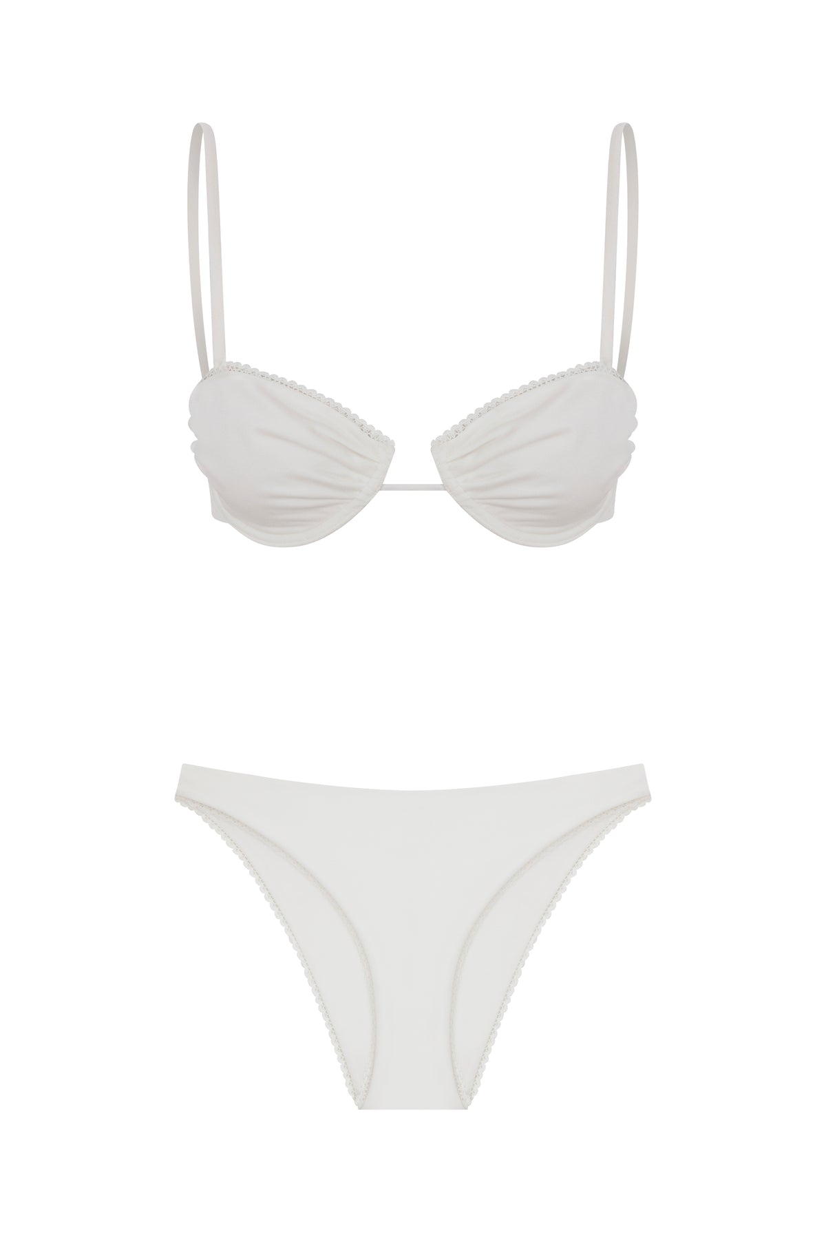 Dantel Detay Balenli Bikini Beyaz