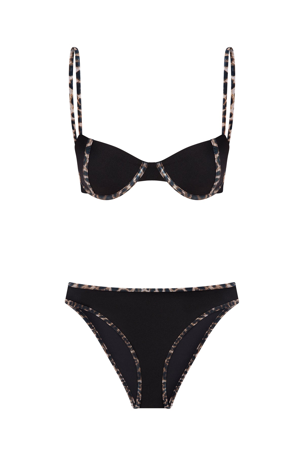 Kontrast Leopar Biyeli Balenli Bikini Takım