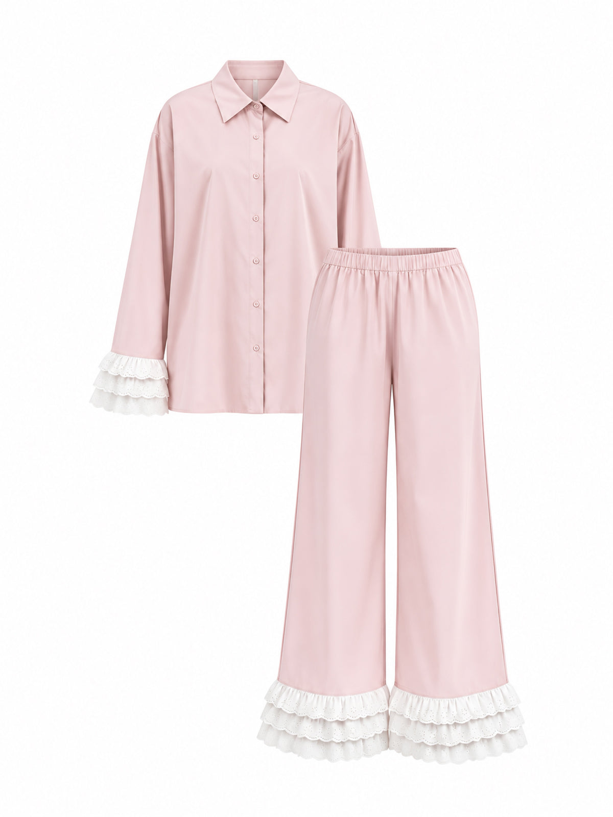 Contessa Pembe Pamuk Dantel Detaylı Pijama Takımı