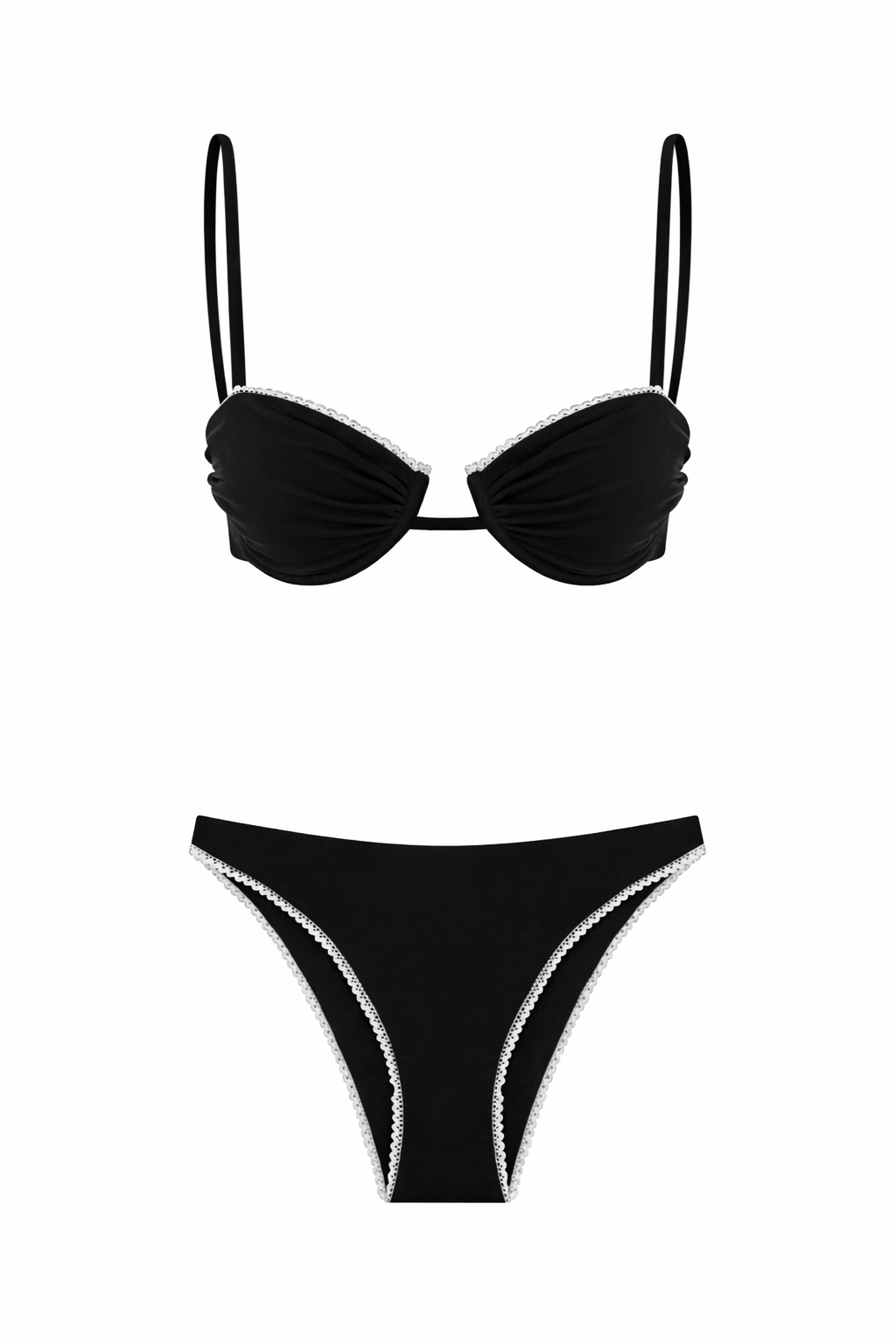 Dantel Detay Balenli Bikini Siyah