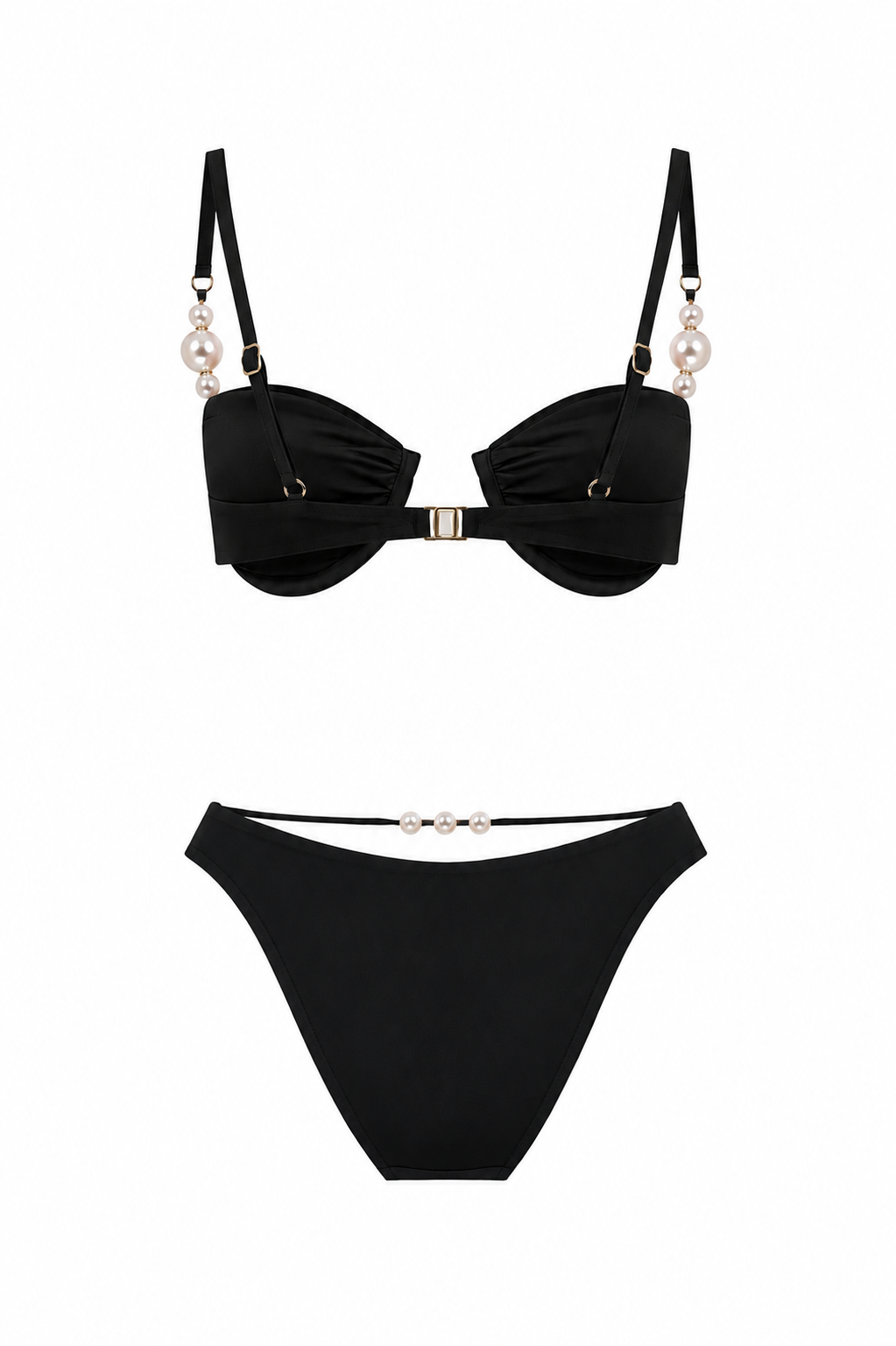 İncili Balenli Bikini Siyah