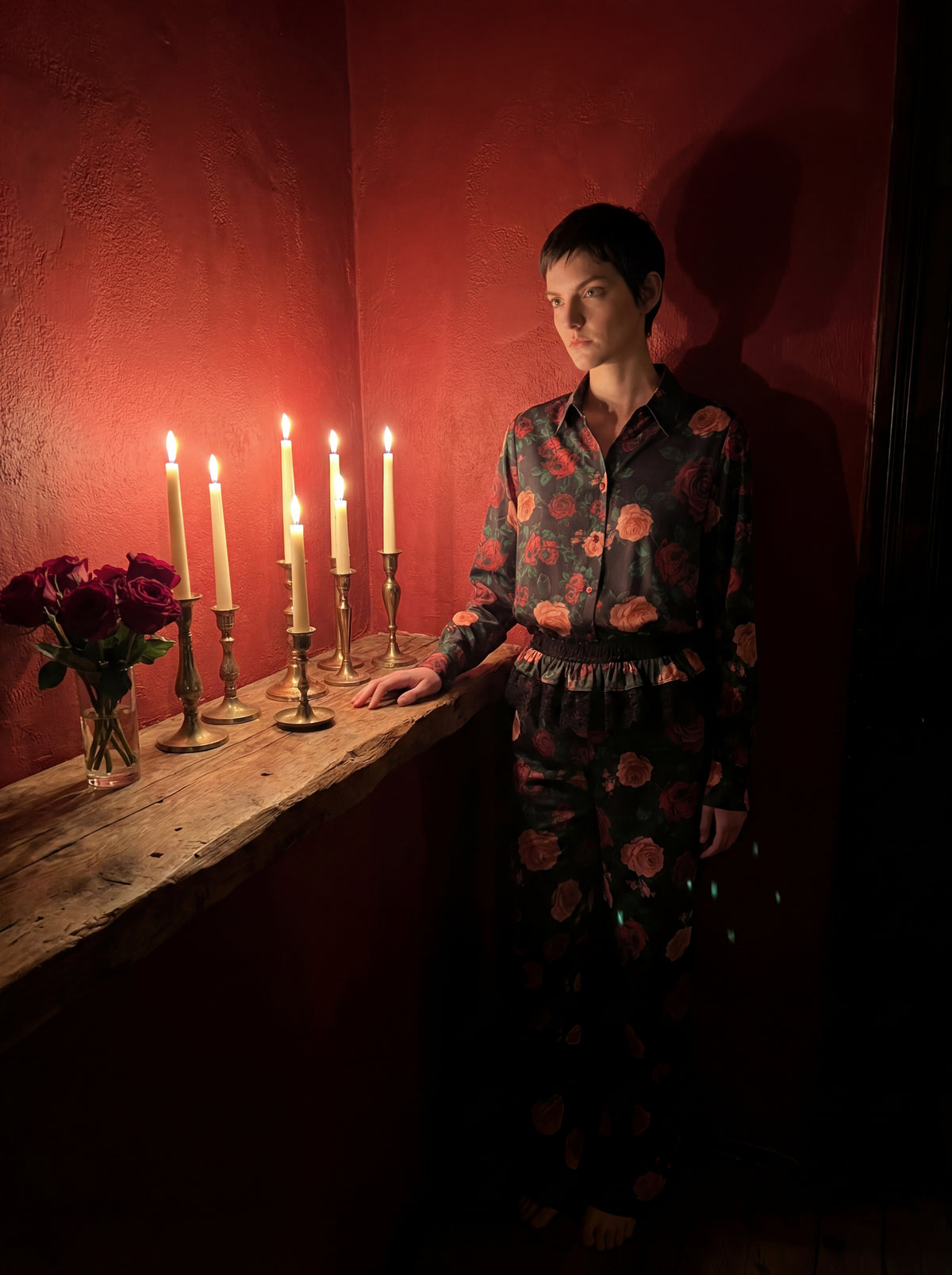 Roseline Gül Desen Pamuklu Pijama Set