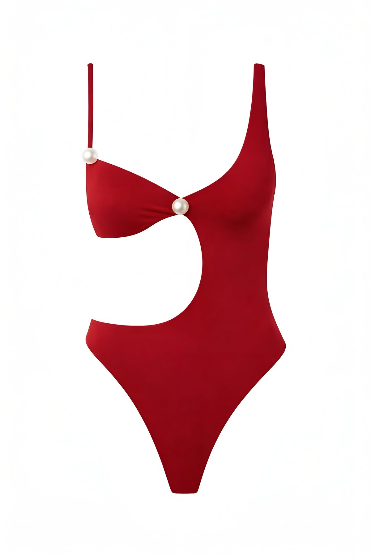 İncili Cordelia Cutout Mayo Kırmızı