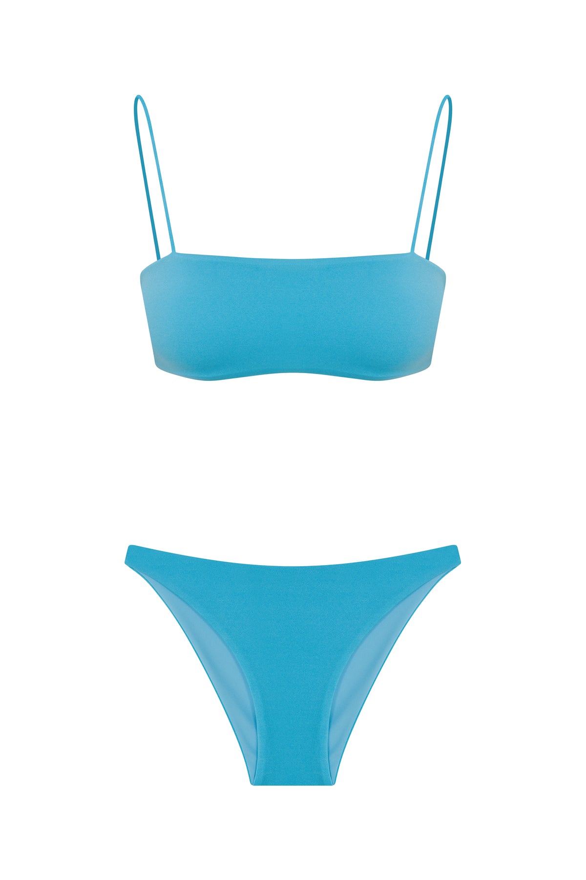 Straplez Dikişsiz Askılı Bikini Açık Mavi
