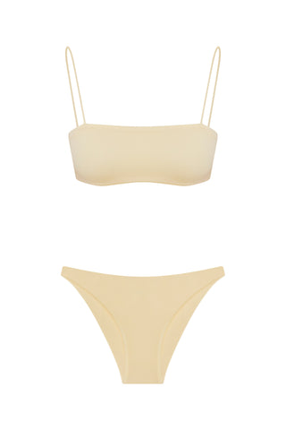 Straplez Dikişsiz Askılı Bikini Açık Sarı
