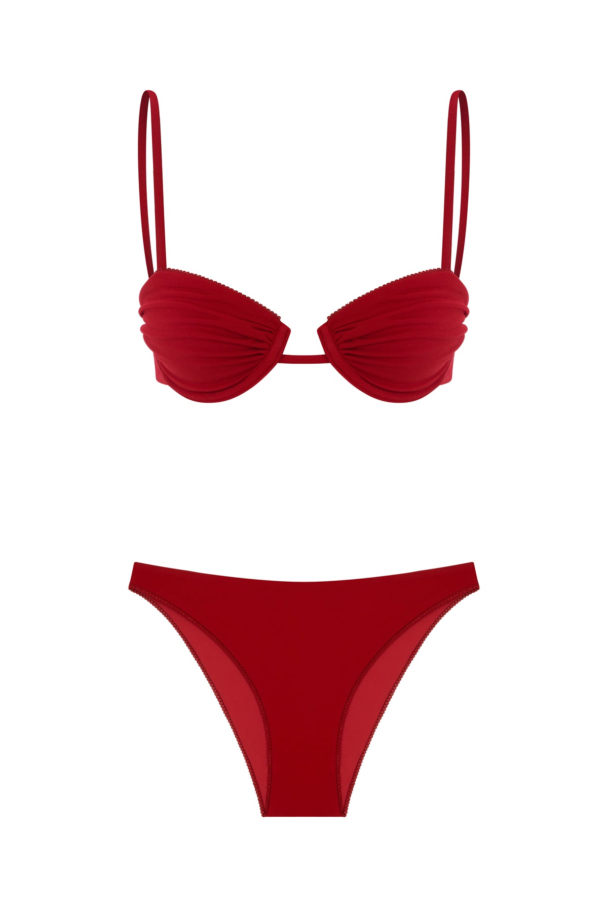 Dantel Detay Balenli Bikini Vişne
