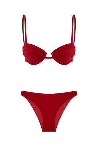 Dantel Detay Balenli Bikini Vişne