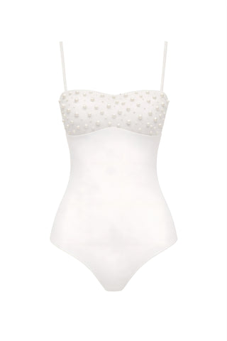 İnci İşlemeli Straplez Mayo