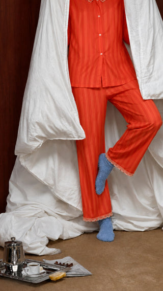 Amber Çizgili Pamuklu Pijama Set