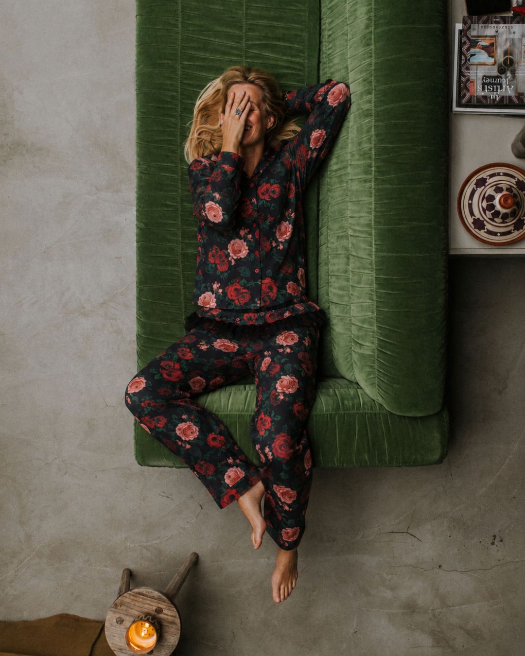 Roseline Gül Desen Pamuklu Pijama Set