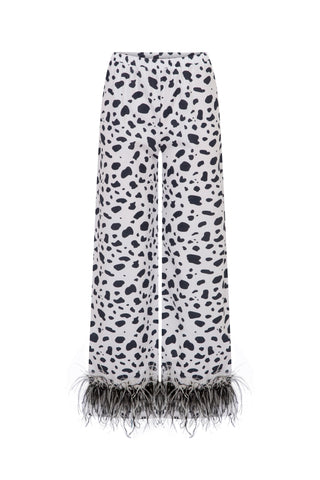 DALIA DALMAÇYA DESEN DEVEKUŞU TÜYLÜ PAMUKLU PİJAMA SET