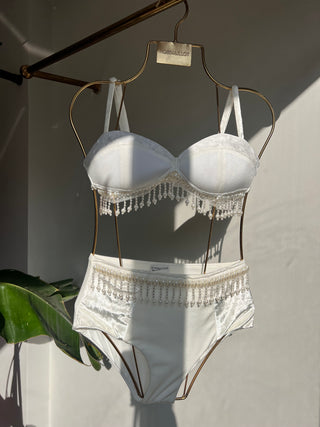 İnci detaylı bralet kadife takım