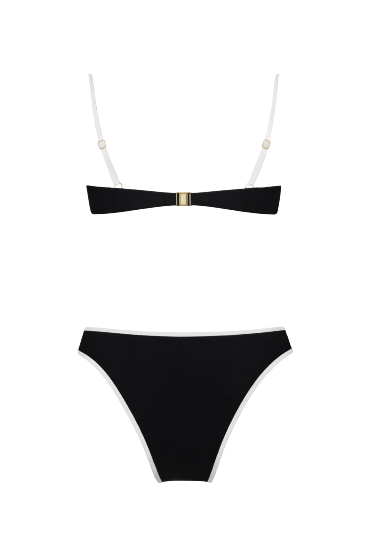 Kontrast Biyeli Balenli Bikini Takım Siyah - Beyaz