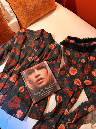 ROSELINE GÜL DESEN PAMUKLU PİJAMA SET