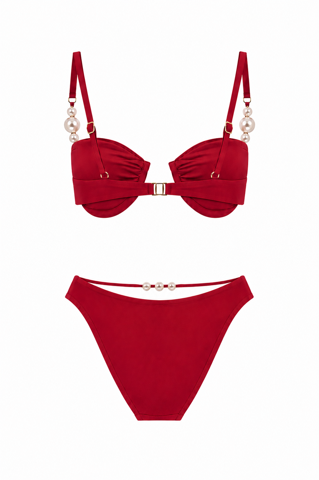 İncili Balenli Bikini Kırmızı