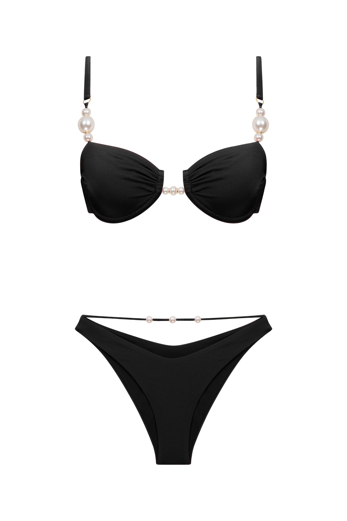 İncili Balenli Bikini Siyah