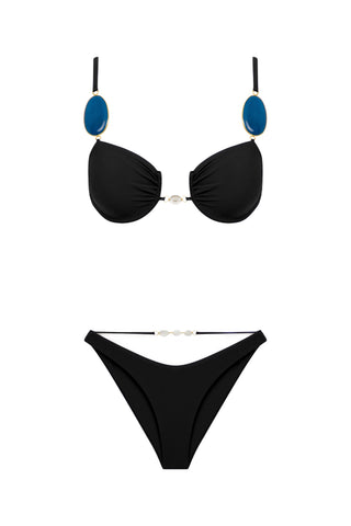 Kristal Kuvars Akik Balenli Bikini Siyah