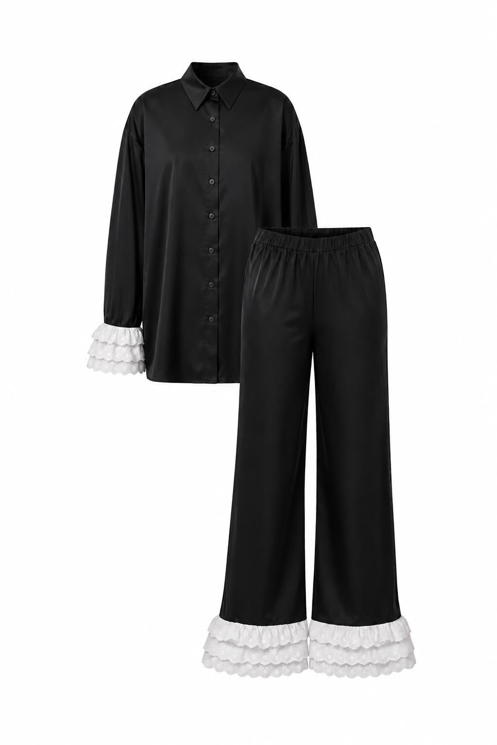 Contessa Siyah Pamuklu Pijama Set