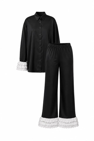 Contessa Siyah Pamuklu Pijama Set