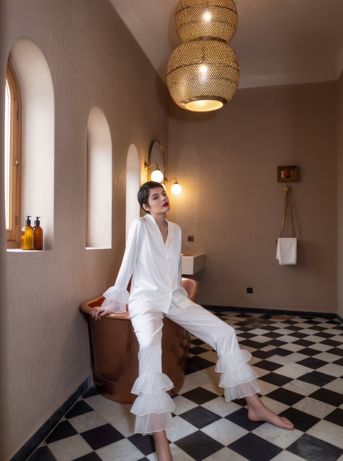 Lunaria Organza Volanlı Pijama Takımı