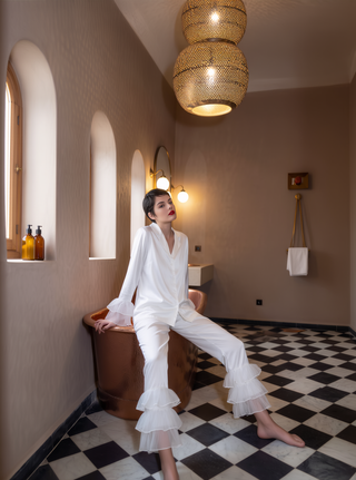 LUNARIA ORGANZA VOLANLI PİJAMA TAKIMI