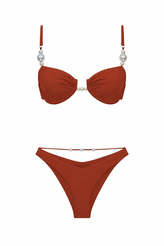İncili Balenli Bikini Kiremit