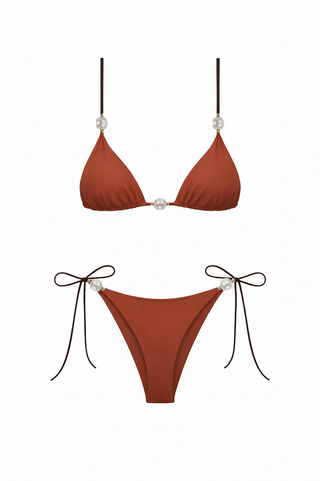 İncili Üçgen Bikini Kiremit