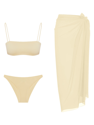 Açık Sarı Bikini & Pareo Set