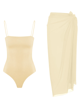Açık Sarı Mayo & Pareo Set